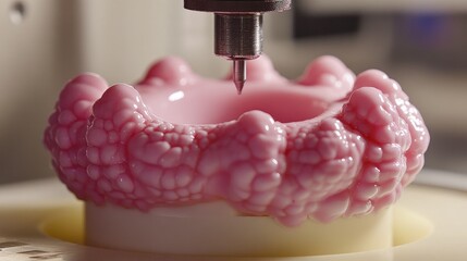 Poster - 3D Printing Process of Intricate Pink Design with Unique Texture