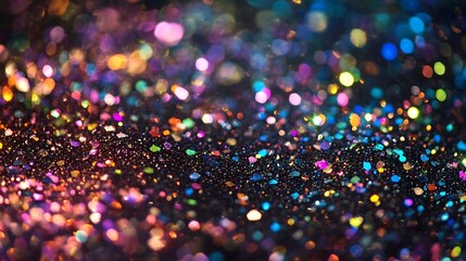 Fototapete - Colorful Glitter Particles Texture with Glowing Light Effects : Generative AI