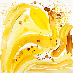 Wall Mural - Yellow spread of water color oil like liquid on white screen abstract background wallpaper