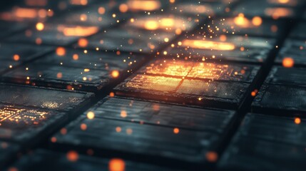Poster - Abstract Close-Up of Digital Circuit Board with Glowing Elements