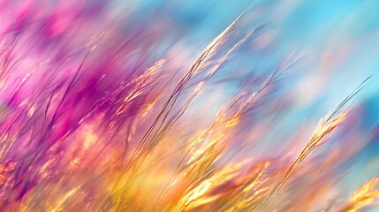 Poster - Colorful abstract impressionist artwork with vibrant hues of pink orange and blue : Generative AI