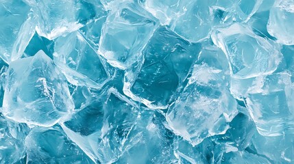 Poster - Closeup of shimmering translucent ice cubes texture background : Generative AI