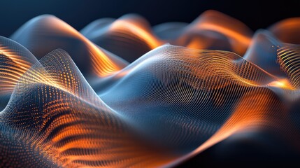 Poster - Abstract Wave Patterns with Blue and Orange Light Effects