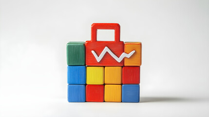 Wall Mural - Blocks stacked together to form the shape of a business icon