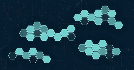 Poster - Image of mathematical equations and shapes on black background