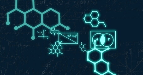 Wall Mural - Image of mathematical equations on black background