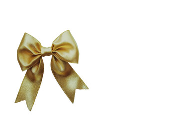 Wall Mural - A gold bow and ribbon isolated on a png transparent background.