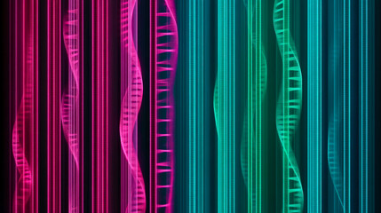 Aufkleber - Colorful abstract representation of DNA strands in a modern artistic design during a digital art exhibition