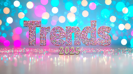Leinwandbilder - Colorful display of trends for 2025 with sparkling letters and vibrant bokeh background