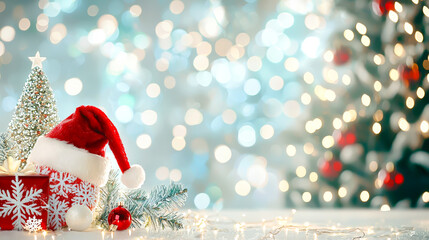 Poster - Cozy holiday decorations featuring Christmas tree, ornaments, and festive elements in a warmly lit setting