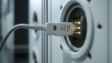 Poster - Close-up of network connection plug in data center