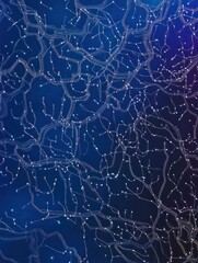 Poster - abstract brain form electronic circuits lines pattern. point connecting network on blue background