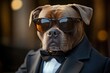 © ali - Sophisticated Dog in Sunglasses Tuxedo Portrait