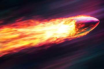 Wall Mural - A fiery meteor streaked through the air, shining with intense heat and energy.