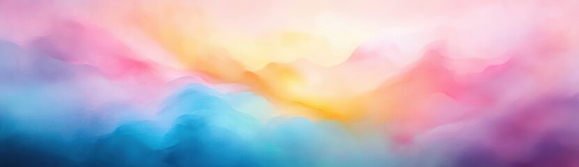 Aufkleber - Pastel Abstract Background Watercolor Sunset Sky with Fluffy Clouds in Blue Pink Yellow and Purple Colors