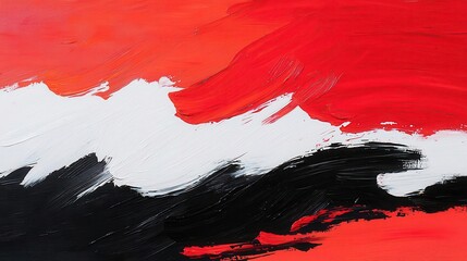 Poster - Pastel Watercolor Rustic Living-Room Wall Art. Vibrant abstract painting with bold shades of red, white, and black, showcasing energetic brush strokes and movement.
