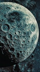 Wall Mural - Captivating view of the moon's surface revealing craters and texture in the dark expanse of outer space