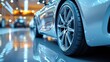 © huynh - Close-up shot of a silver car on a white background, leaving room for copy space, in a clean, modern concept