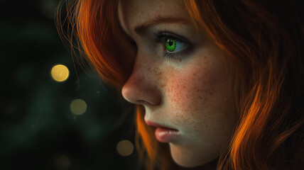 Poster - A woman with green eyes and red hair