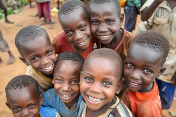 Wall Mural - Unidentified Ghanaian little children smile. Children of Ghana suffer of poverty due to the economic situation