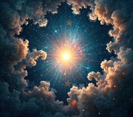 Wall Mural - radiant starlight disperses through delicate nebula wisps, space, starlight, stellar