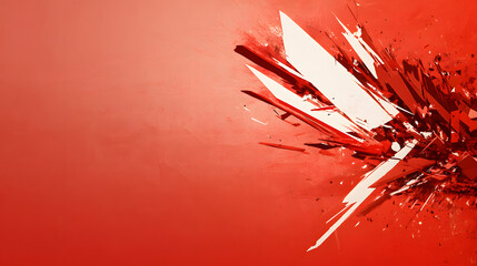 Poster - A vibrant abstract design featuring sharp white elements against a bold red background, creating a dynamic and energetic visual impact