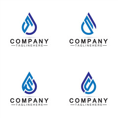 Sticker - Letter S Water drop logo. Blue Water Drop shaped letter S logo design vector symbol icon illustration