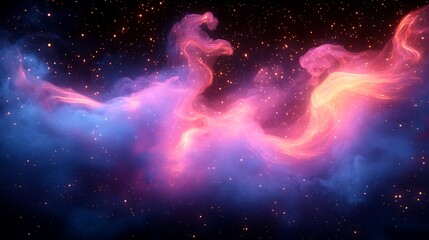 Wall Mural - cosmic nebula with vibrant pink and blue hues, glowing gas and dust clouds in deep space.