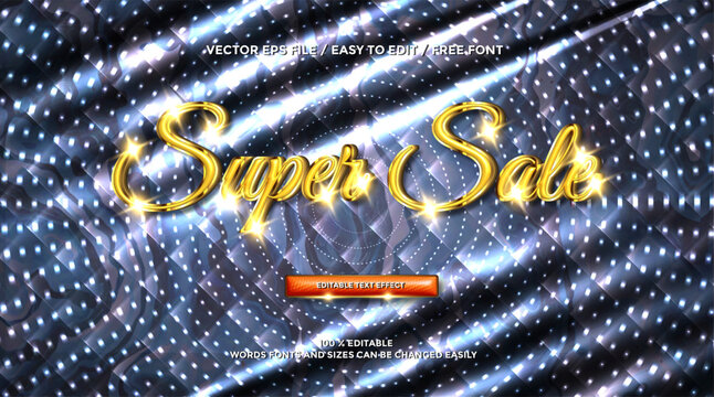 3D rendering super sale gold text effect animation