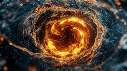 Fototapete - Swirling Fiery Vortex with Bright Flames and Dark Surroundings
