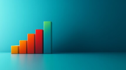 Aufkleber - Colorful Bar Graph on Blue Background Representing Business Growth