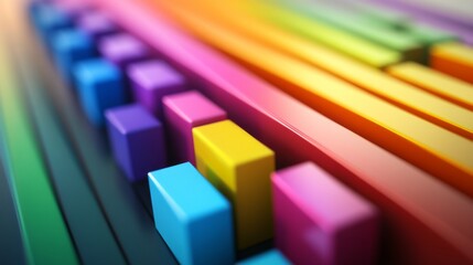 Aufkleber - Colorful Rectangles and Bars in a Vibrant Rainbow Display