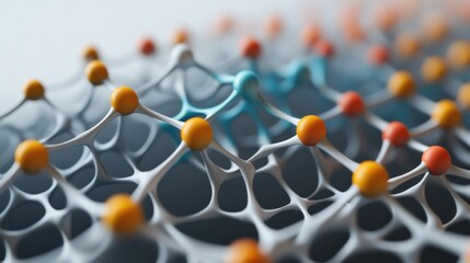 Poster - Close-Up View of Abstract Molecular Structure with Colorful Atoms and Intricate Network in a Scientific Concept for Chemistry or Physics Illustration