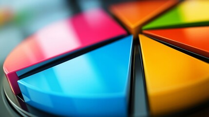 Aufkleber - Vibrant Pie Chart Segments on Reflective Surface in Bright Colors
