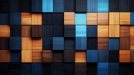 Poster - A vibrant arrangement of wooden blocks in various colors, creating a textured and visually appealing pattern