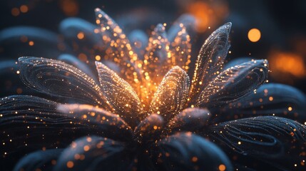 Aufkleber - Enigmatic Flower with Glowing Particles and Ethereal Glow Effect