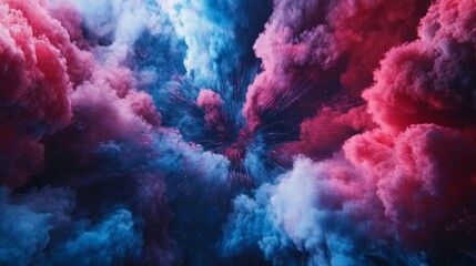 Aufkleber - Vibrant Abstract Cloud Burst in Blue and Pink Colors
