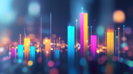 Aufkleber - Vibrant Data Visualization with Colorful Bars and Bright Lights