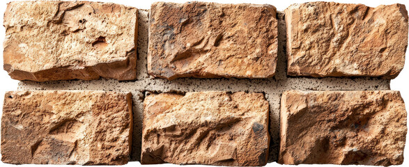 Canvas Print - Textured orange-brown stone bricks on wall