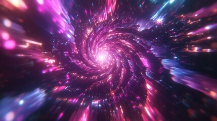 Poster - Colorful Abstract Spiral Galaxy with Light Effects and Motion