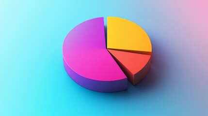 Aufkleber - Colorful 3D Pie Chart on Gradient Background for Data Visualization