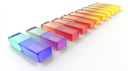 Poster - Colorful Transparent Blocks in Gradation from Blue to Yellow