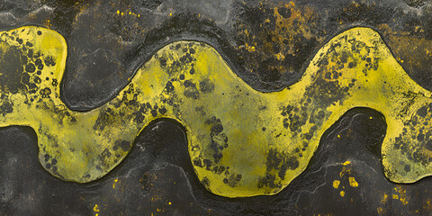 Poster - Abstract Wavy Texture:  A close-up shot of a unique abstract texture with a wavy yellow pattern on a dark gray background.  The image is a visual feast.
