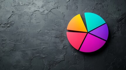 Aufkleber - Colorful Pie Chart on Dark Textured Background for Data Visualization
