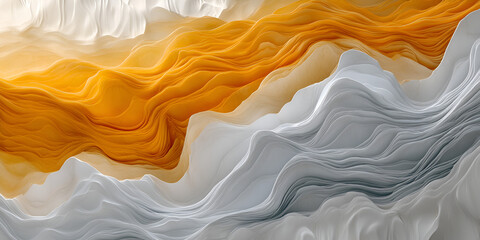Poster - Abstract Waves of Gold and Grey 