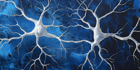 Poster - Neural Pathways: Abstract Blue Neuron Network 