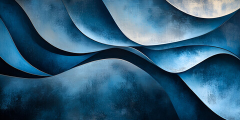 Poster - Abstract Blue Wave Layers 