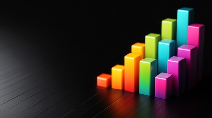 Poster - colorful bar graph representation on dark background for business use