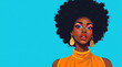 © NJstock - confident black woman banner, orange and blue, illustration