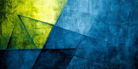 Poster - Abstract Blue and Yellow Geometric Shapes: A bold, graphic design featuring vibrant blue and yellow geometric shapes, creating a dynamic and abstract composition. perfect for modern, minimalist.